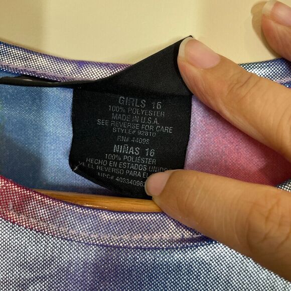 No Boundaries Rainbow Satin Long Sleeve Top Crew Neck Size Small Colorful Y2K - Picture 3 of 10